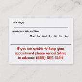 ボクサーペットグルーミングのビジネスおよびアポイントメントカード 予約カード (裏面)