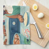 ボクサーホリデーベーキング:フェスティバルクリスマス キッチンタオル (四つ折り)