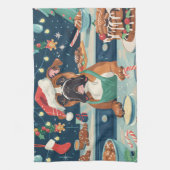 ボクサーホリデーベーキング:フェスティバルクリスマス キッチンタオル (縦)