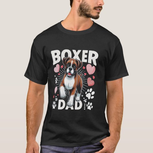 ボクサーボクサー犬ペット愛好家のためのパパ Tシャツ (正面)