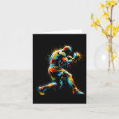 ボクサーボクシングリングや輪カラフルスポーツキックボクサートレーニン カード (黄色い花)