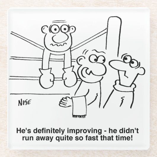 ボクサーボクシングリングや輪。おもしろい ガラスコースター (正面)