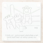 ボクサーボクシングリングや輪。おもしろい ガラスコースター (裏面)