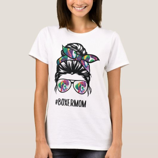 ボクサーママ乱雑バンヘアドッグ恋人 Tシャツ (正面)