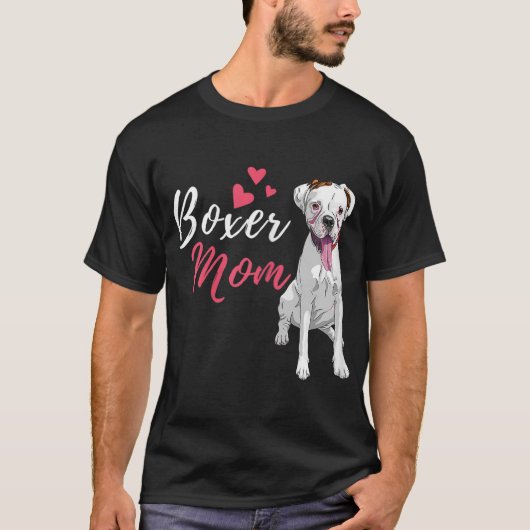 ボクサーママ – かわいいドイツ人ボクサー恋人犬のオーナー Tシャツ (正面)