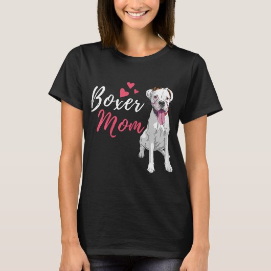 ボクサーママ – かわいいドイツ人ボクサー恋人犬のオーナー Tシャツ (正面)