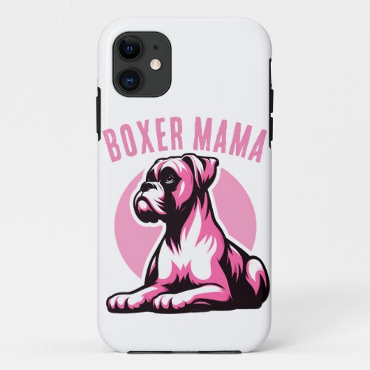 ボクサーママ:かわいいピンクのボクサー犬のシルエット Case-Mate iPhoneケース (裏面)