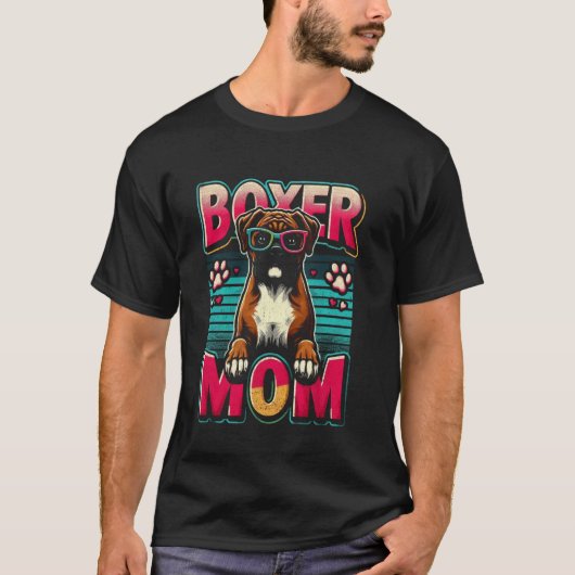 ボクサーママ ボクサー犬の可愛いペット 女性向け Tシャツ (正面)