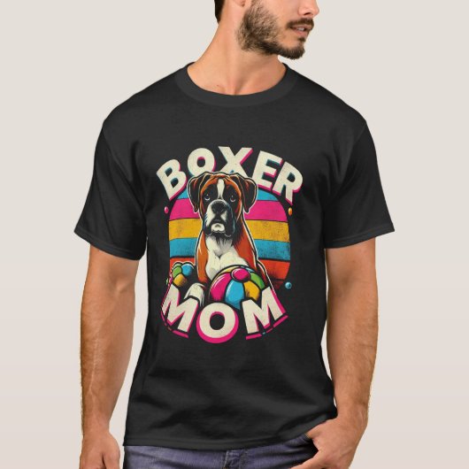 ボクサーママ ボクサー犬の可愛いペット 女性向け Tシャツ (正面)