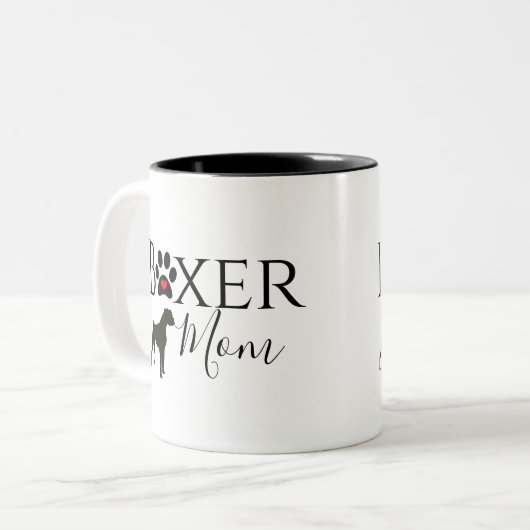 ボクサーママ – Dog Pawprint ツートーンマグカップ (正面左)