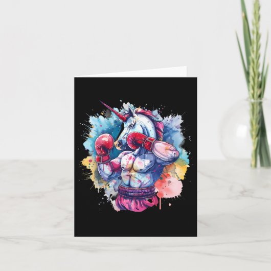 ボクサーユニコーンボクシンググローブキックボクシングおもしろい カード (正面)