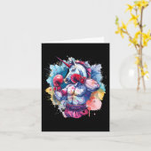 ボクサーユニコーンボクシンググローブキックボクシングおもしろい カード (黄色い花)