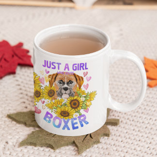 ボクサーラバーヒマワリ犬トレーナーフローラ コーヒーマグカップ