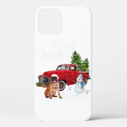 ボクサーレッドトラックメリークリスマス雪だるま犬愛好家 Case-Mate iPhoneケース (裏面)