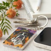 ボクサー不気味ハロウィーン魔女とカボチャ キーホルダー (正面右)