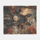 ボクサー乗用オートバイハロウィンホラー フリースブランケット (正面(横))