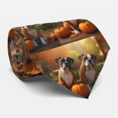 ボクサー仔犬の秋の喜びのかぼちゃ ネクタイ (ロール)
