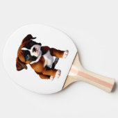 ボクサー子犬のアプリコット色ぬりえ 卓球ラケット (横)