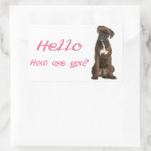 ボクサー子犬の挨拶ステッカー Hello / Hi 長方形シール (バッグ)