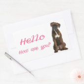ボクサー子犬の挨拶ステッカー Hello / Hi 長方形シール (封筒)
