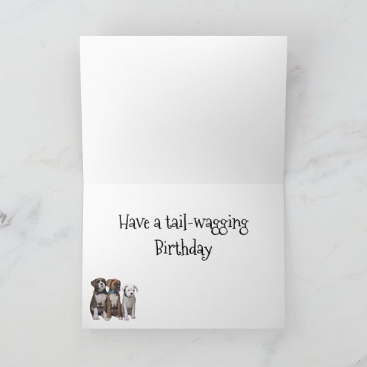 ボクサー子犬の犬のカード - パーソナライズされた誕生日カード サンキューカード (内部)