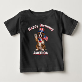 ボクサー子犬 (2e) 愛国少年Tシャツ ベビーTシャツ