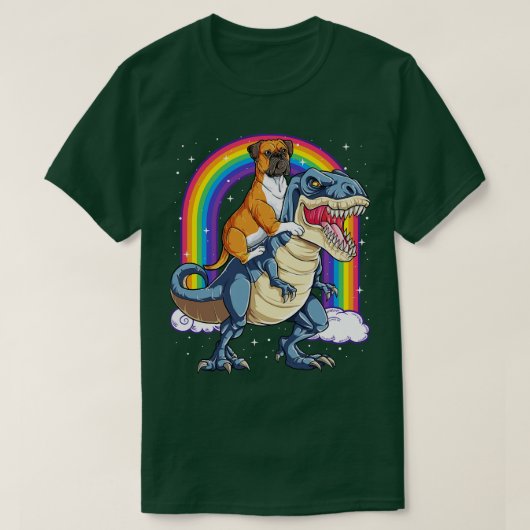 ボクサー恐竜のレインボー男性へ女子ボーイズG Tシャツ (デザイン正面)