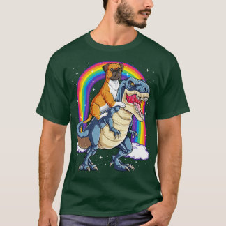 ボクサー恐竜のレインボー男性へ女子ボーイズG Tシャツ