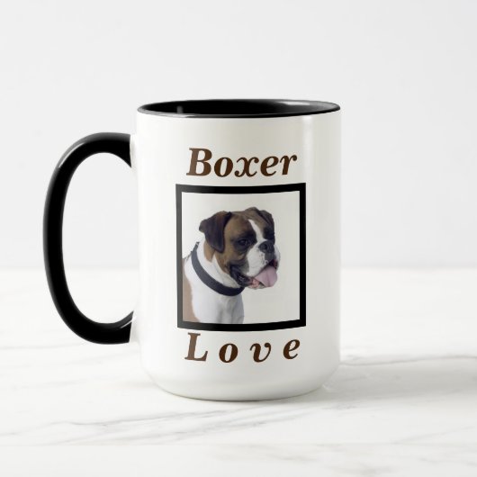 "ボクサー愛"彼女のまたは彼のためのかわいい犬のギフトコーヒー マグカップ (左)