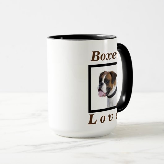 "ボクサー愛"彼女のまたは彼のためのかわいい犬のギフトコーヒー マグカップ (正面右)