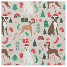 ボクサー犬かわいいクリスマスタン ファブリック
