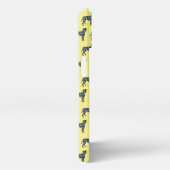 ボクサー犬かわいいシルエットグリッドブルー iPhoneケース (右側面)