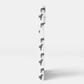 ボクサー犬かわいいシルエットグリッドホワイト iPhoneケース (右側面)