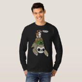 ボクサー犬がナマケガメに乗り込む Tシャツ (正面フル)