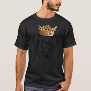 ボクサー犬が王冠をかぶる Tシャツ