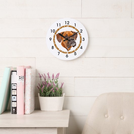 ボクサー犬が私のボクサーを愛する ラージ壁時計 (読書スペース)