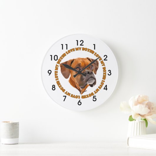 ボクサー犬が私のボクサーを愛する ラージ壁時計 (ホーム)