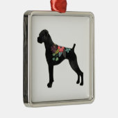 ボクサー犬が自然ボホを育てるフローラシルエット メタルオーナメント (右)