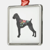 ボクサー犬が自然ボホを育てるフローラシルエット メタルオーナメント (左)