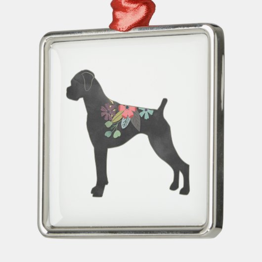 ボクサー犬が自然ボホを育てるフローラシルエット メタルオーナメント (左)