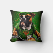 ボクサー犬が自転車を運転する聖パトリックの日 クッション (正面)