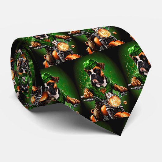 ボクサー犬が自転車を運転する聖パトリックの日 ネクタイ (ロール)