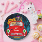 ボクサー犬が車を運転する怖いハロウィン ペーパープレート (パーティー)