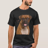 ボクサー犬のお母さんのパパ愛は子犬のペット女性の男 Tシャツ (正面)