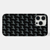 ボクサー犬のかわいいシルエットグリッド ブラック iPhoneケース (裏面横)