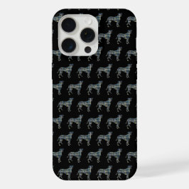 ボクサー犬のかわいいシルエットグリッド ブラック iPhone 15 PRO MAXケース