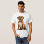 ボクサー犬のイラスト入り ドッグ・ラバー・ギフト Tシャツ (正面フル)