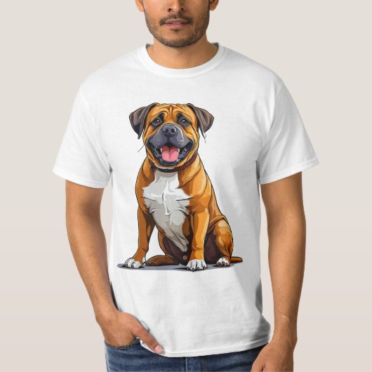 ボクサー犬のイラスト入り ドッグ・ラバー・ギフト Tシャツ (正面)