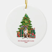 ボクサー犬のオーダーメイドクリスマス セラミックオーナメント (正面)