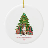 ボクサー犬のオーダーメイドクリスマス セラミックオーナメント (裏面)